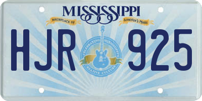 MS license plate HJR925