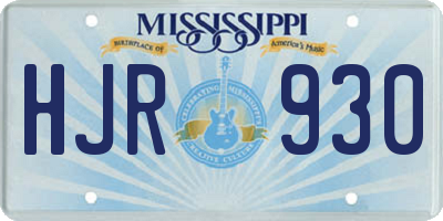 MS license plate HJR930