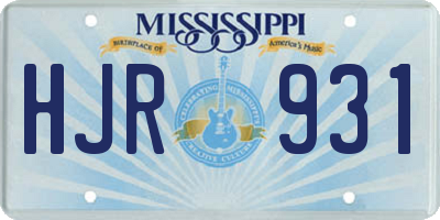 MS license plate HJR931