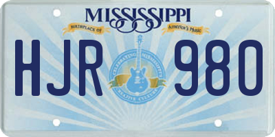 MS license plate HJR980