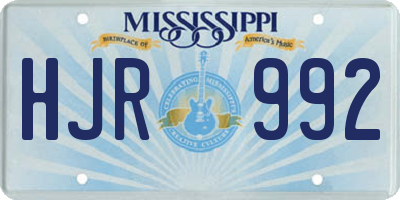 MS license plate HJR992