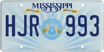 MS license plate HJR993