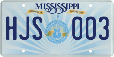 MS license plate HJS003