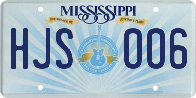 MS license plate HJS006