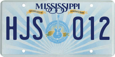 MS license plate HJS012