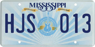 MS license plate HJS013