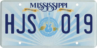 MS license plate HJS019
