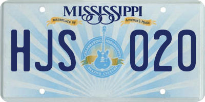MS license plate HJS020