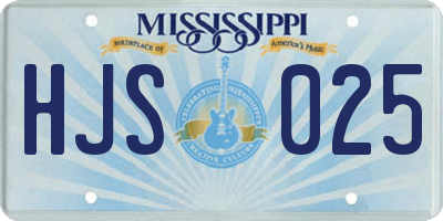 MS license plate HJS025
