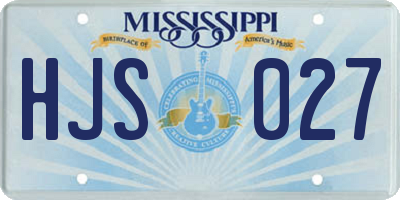 MS license plate HJS027