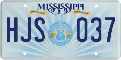 MS license plate HJS037