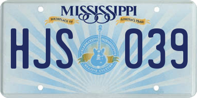 MS license plate HJS039