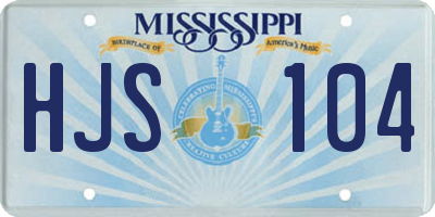 MS license plate HJS104