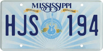MS license plate HJS194