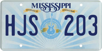 MS license plate HJS203