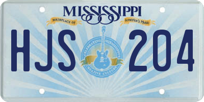 MS license plate HJS204