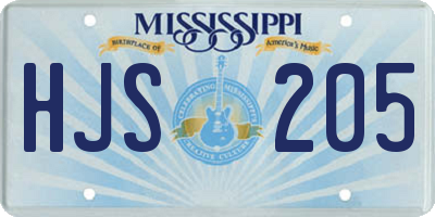 MS license plate HJS205