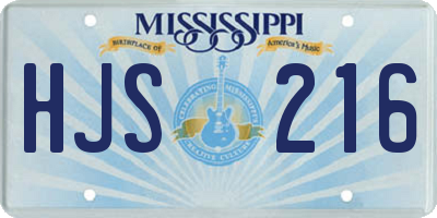 MS license plate HJS216