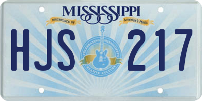 MS license plate HJS217