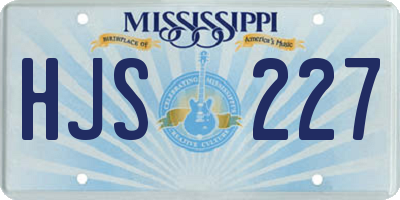 MS license plate HJS227