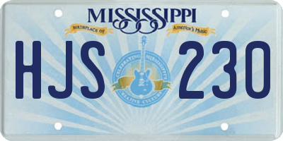 MS license plate HJS230