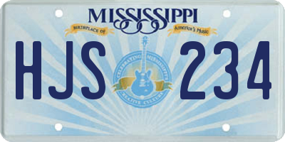 MS license plate HJS234