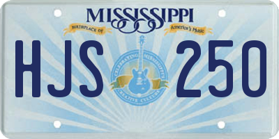 MS license plate HJS250