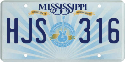 MS license plate HJS316
