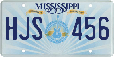 MS license plate HJS456