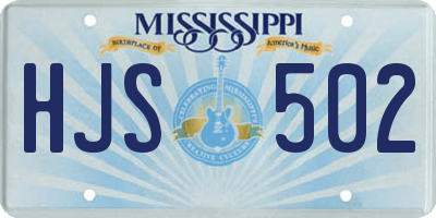 MS license plate HJS502
