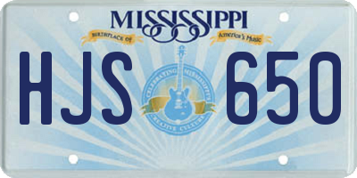 MS license plate HJS650