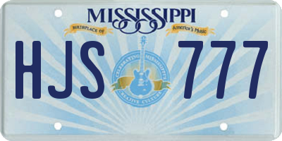 MS license plate HJS777
