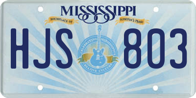 MS license plate HJS803