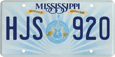 MS license plate HJS920