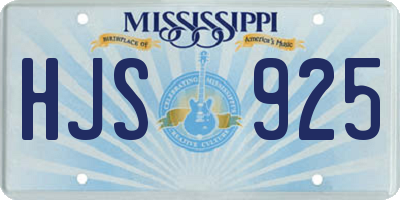 MS license plate HJS925