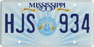 MS license plate HJS934