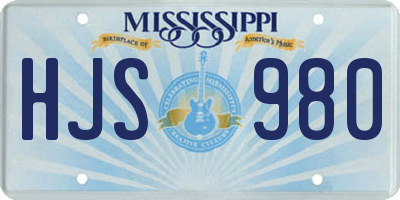 MS license plate HJS980