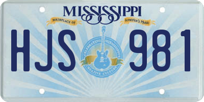 MS license plate HJS981