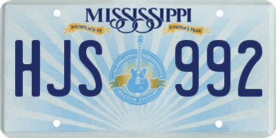 MS license plate HJS992