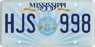MS license plate HJS998
