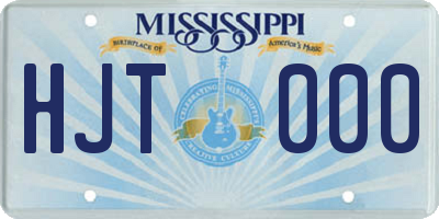 MS license plate HJT000