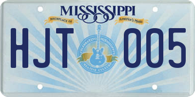 MS license plate HJT005