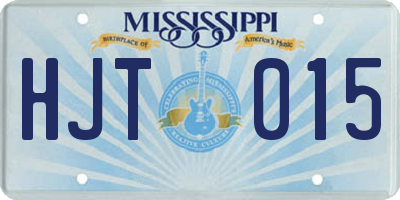 MS license plate HJT015