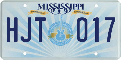 MS license plate HJT017