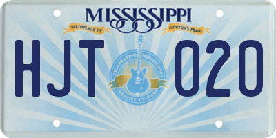 MS license plate HJT020