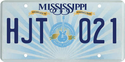 MS license plate HJT021