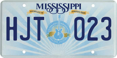 MS license plate HJT023