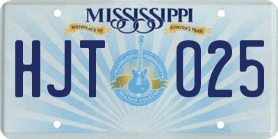 MS license plate HJT025