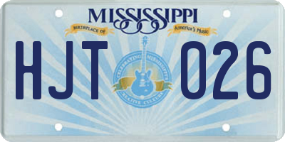 MS license plate HJT026