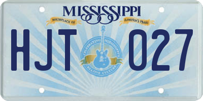 MS license plate HJT027